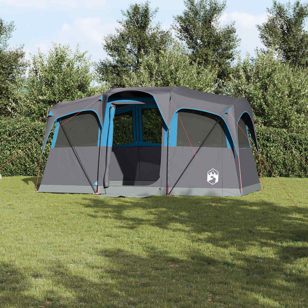 vidaXL Tienda Familiar con techo Azul y gris 435 x 255 x 216 cm