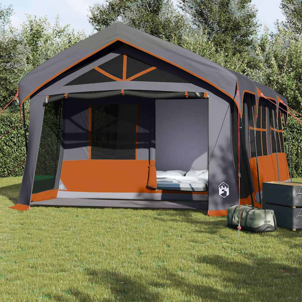 vidaXL Tienda Familiar Gris y naranja 620 x 322 x 240 cm Poliéster