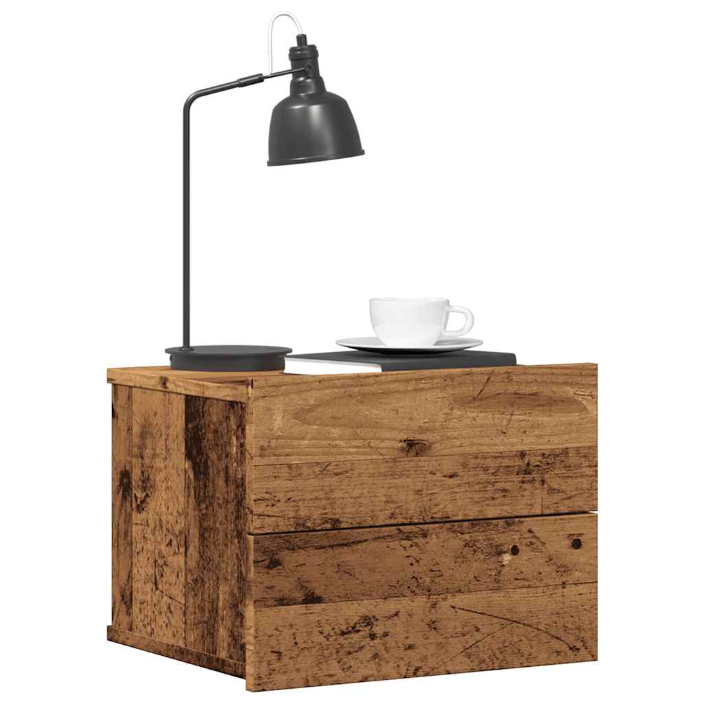 vidaXL Mesita de noche de pared madera envejecida 40x32x30 cm
