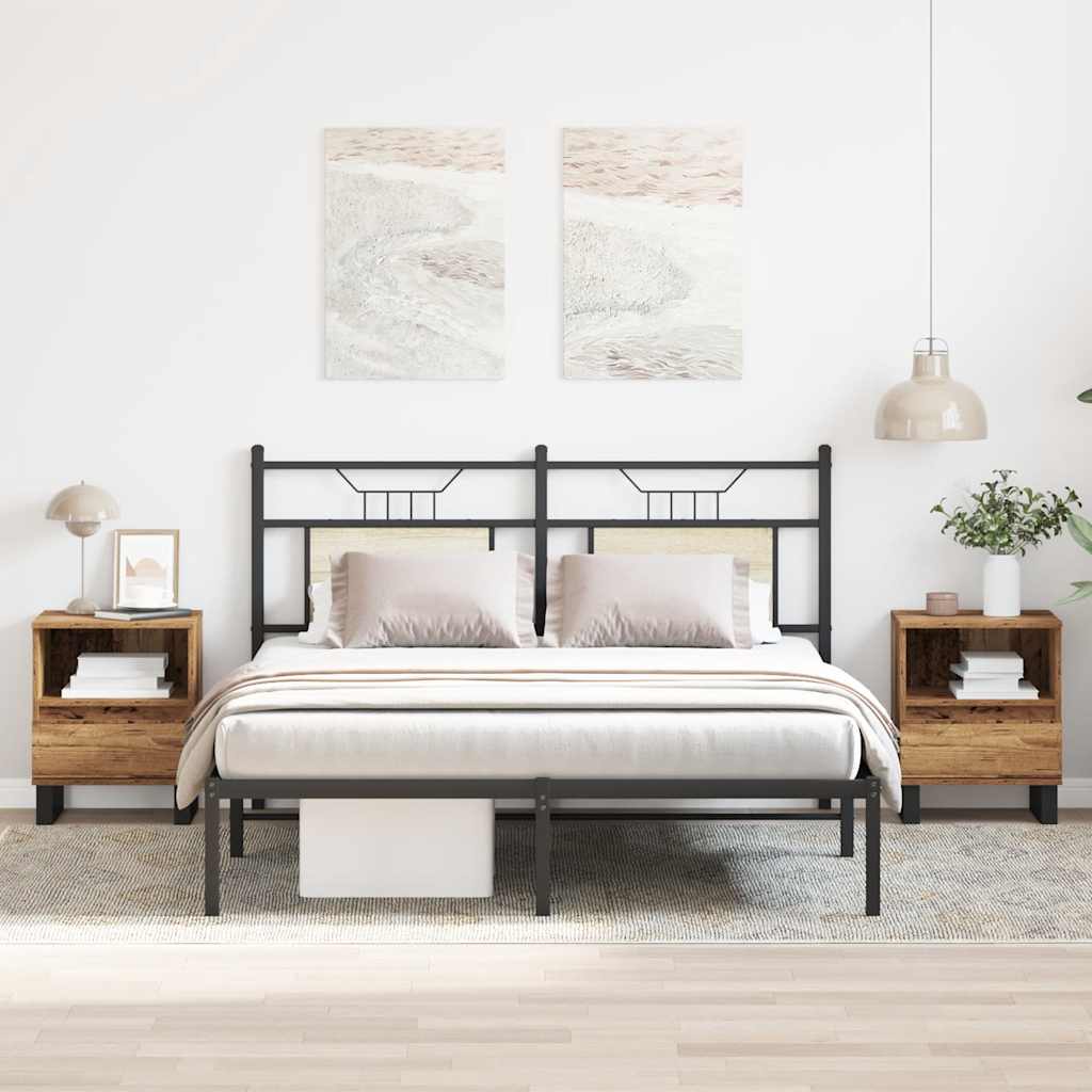 vidaXL Mesitas de noche 2 uds madera ingeniería envejecida 40x35x50 cm