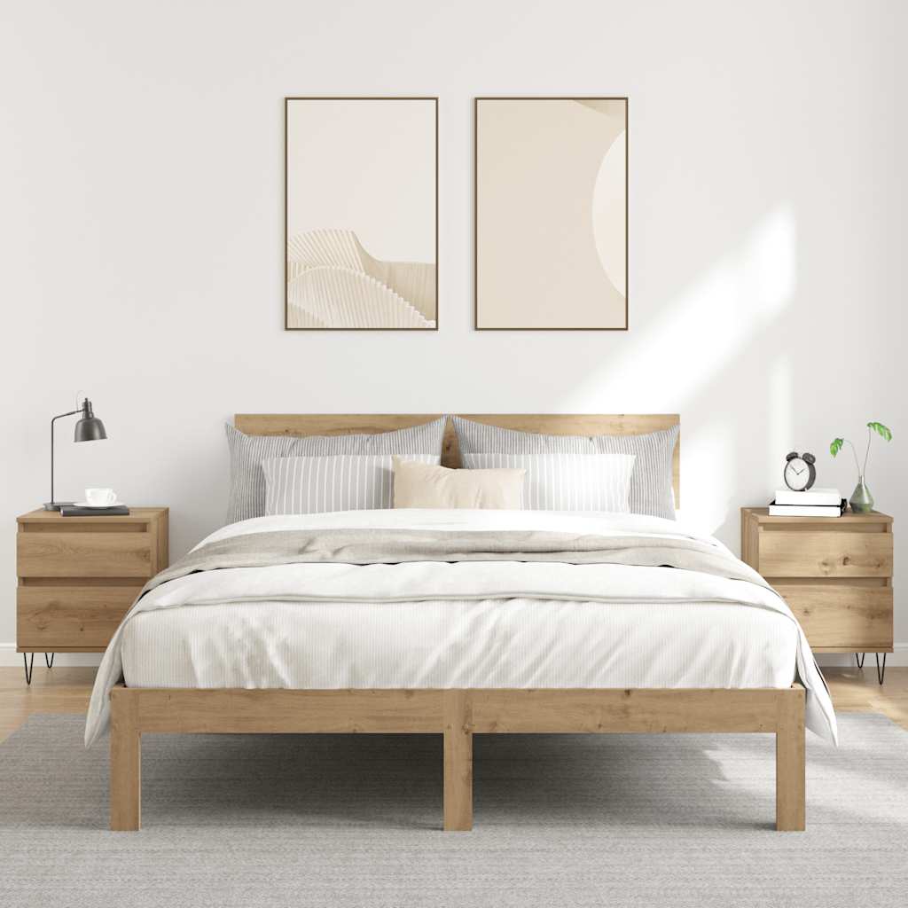 vidaXL Mesitas de noche 2 uds madera roble artisian 40x35x50 cm