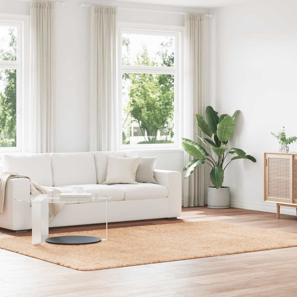 vidaXL Alfombra peluda de pelo largo NAVARRA beige 200x290cm poliéster