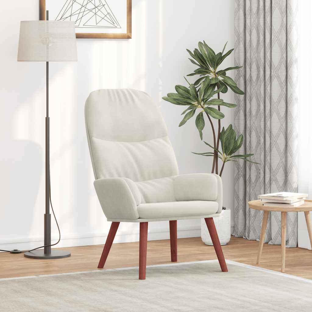 vidaXL Sillón reclinable de terciopelo blanco crema