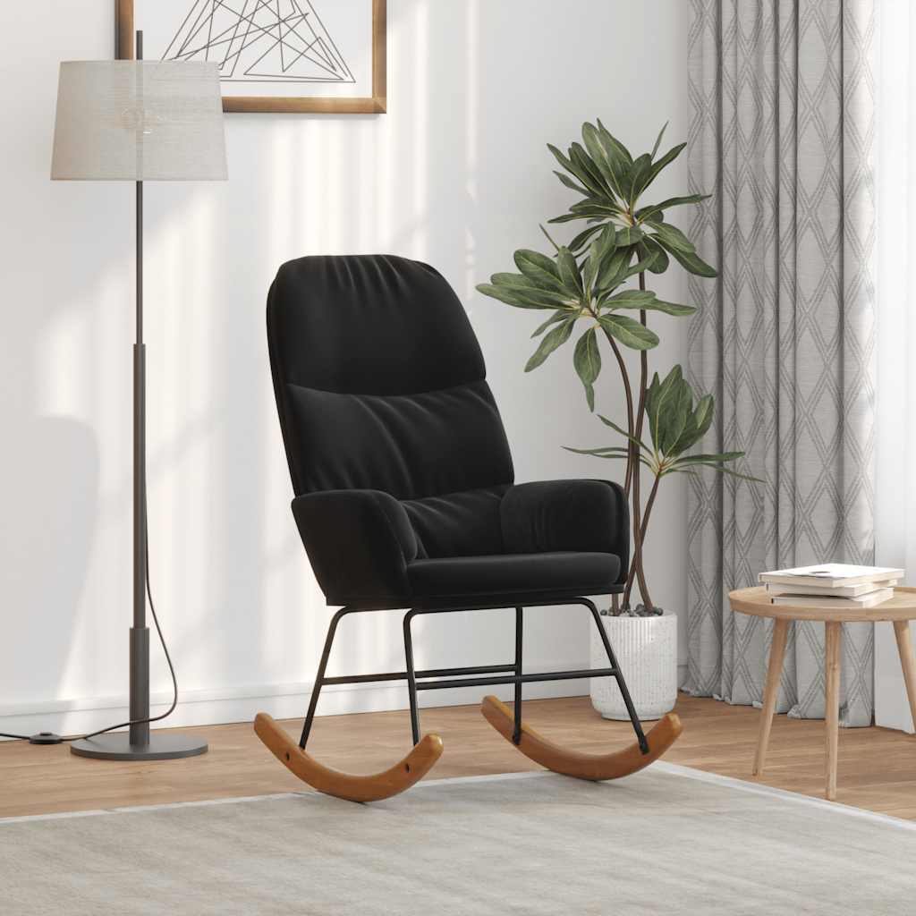 vidaXL Mecedora de terciopelo negro
