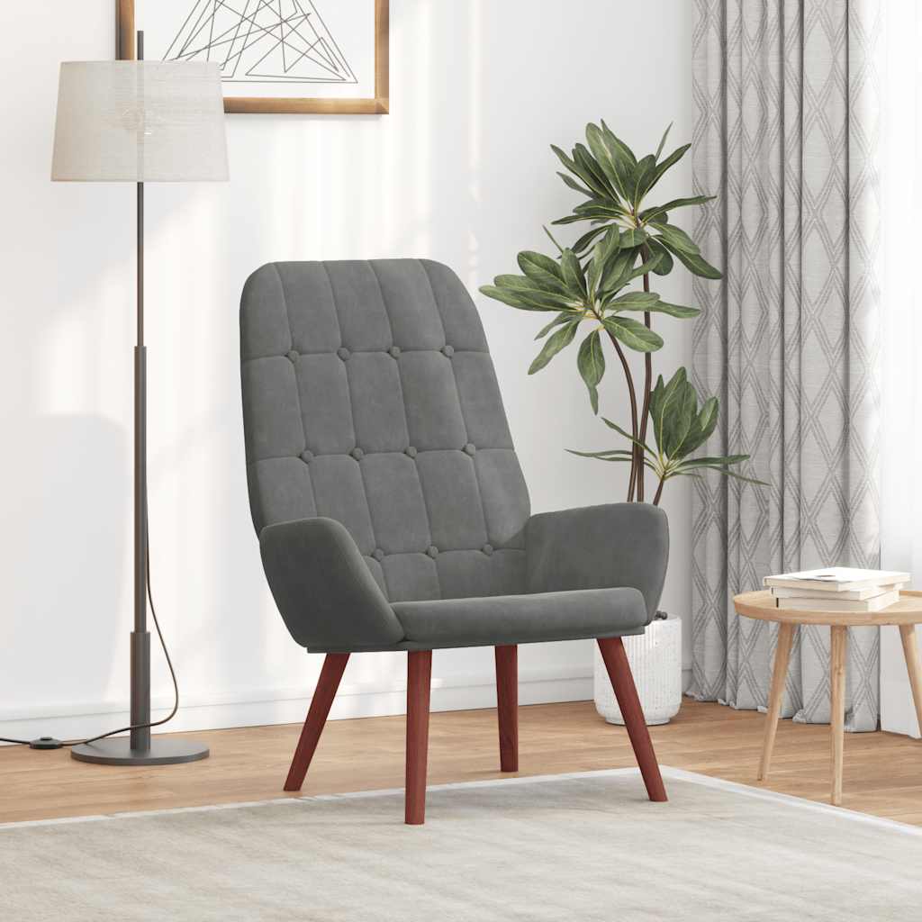 vidaXL Sillón reclinable de terciopelo gris oscuro