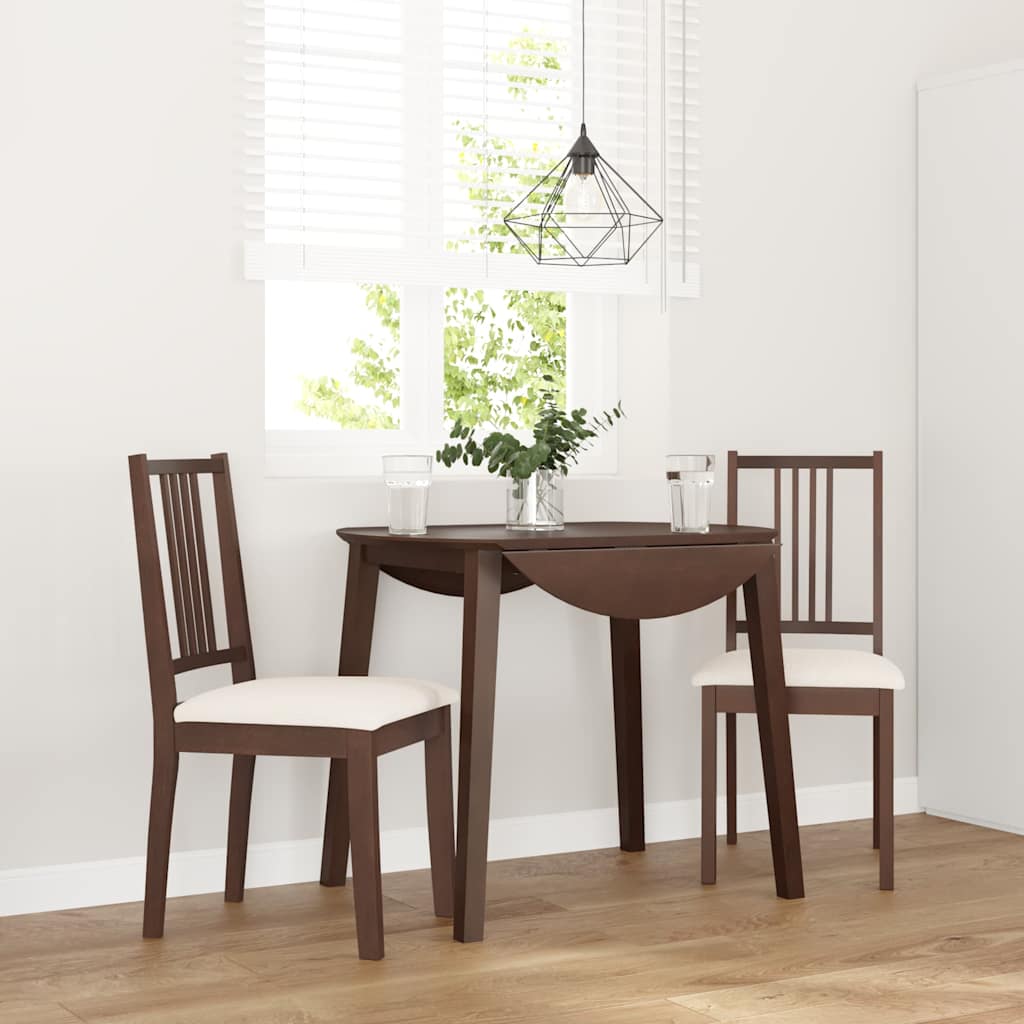 vidaXL Sillas de comedor con cojines 2 uds madera maciza marrón caucho