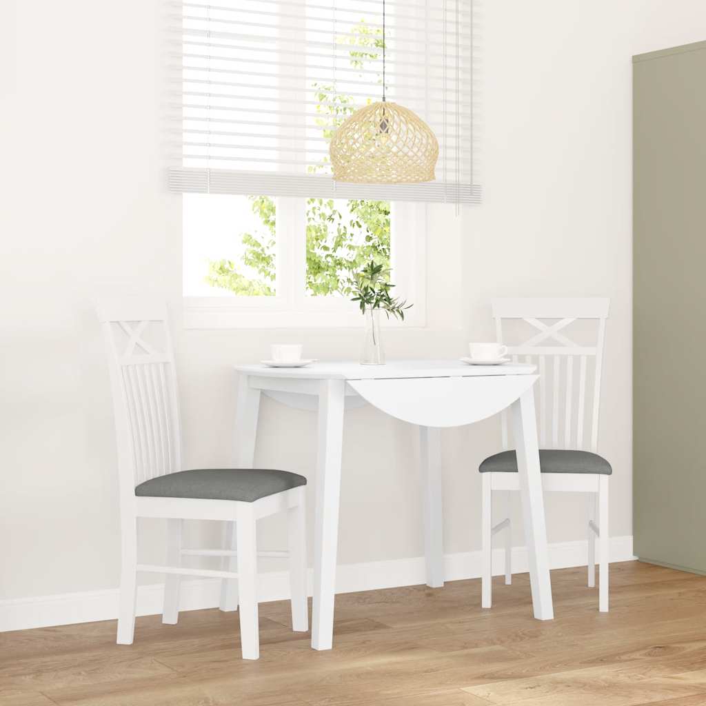 vidaXL Sillas de comedor con cojines 2uds madera maciza blanco caucho
