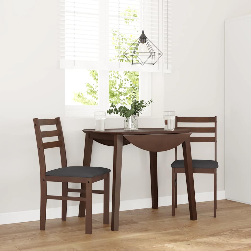 vidaXL Sillas de comedor con cojines 2 uds madera maciza marrón caucho
