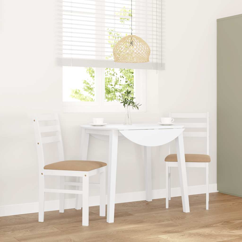 vidaXL Sillas de comedor con cojines 2uds madera maciza blanco caucho