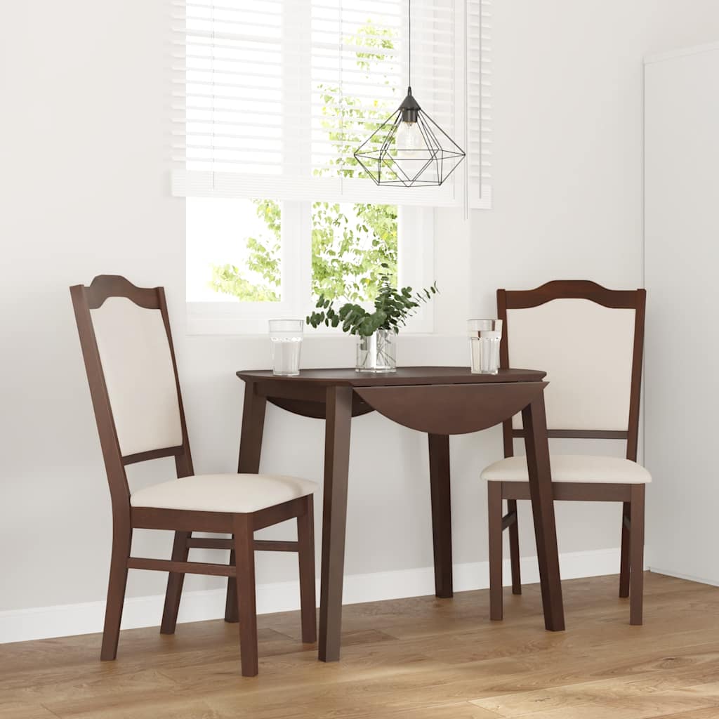 vidaXL Sillas de comedor con cojines, 2 unidades, color marrón, madera maciza, caucho