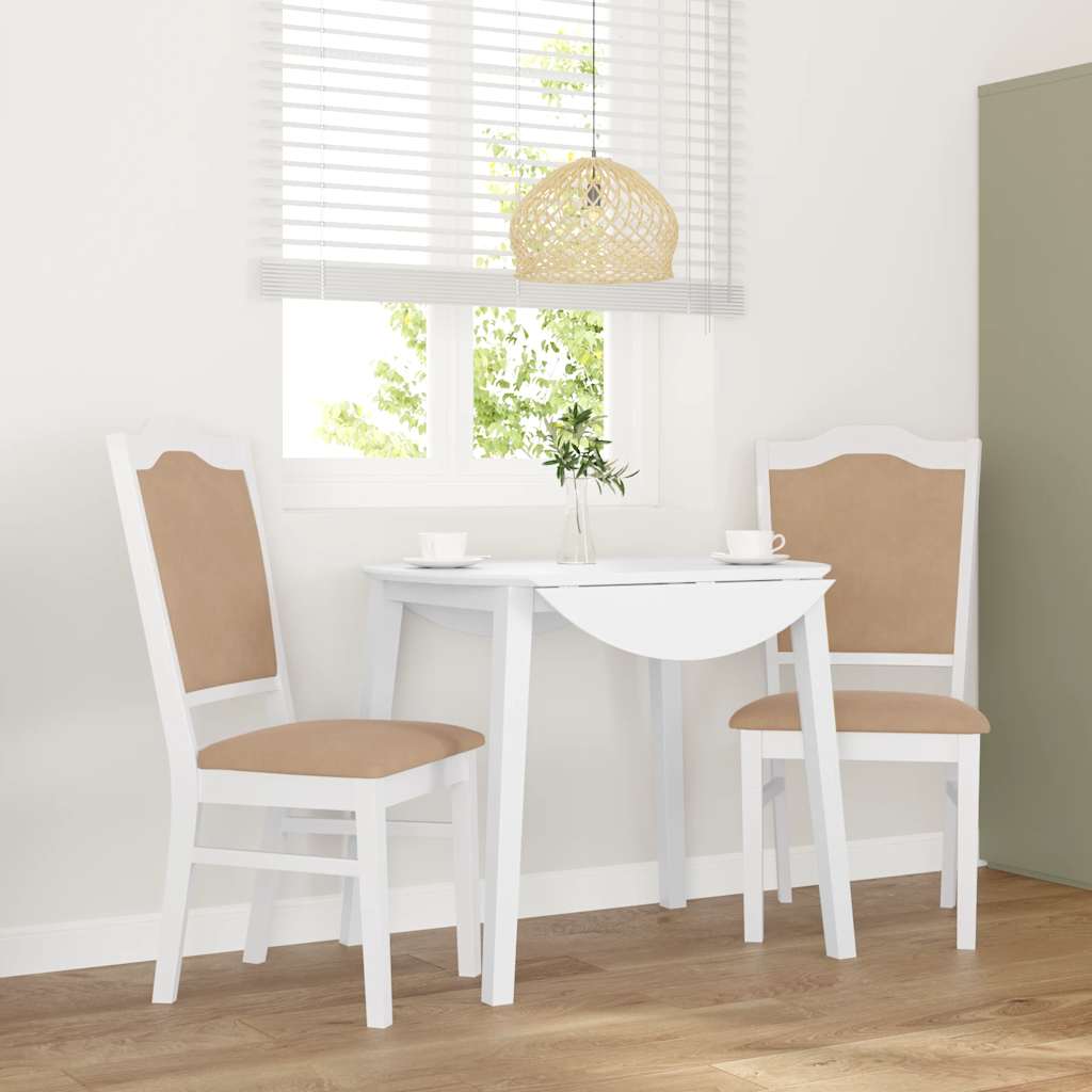 vidaXL Sillas de comedor con cojines, 2 unidades, blancas, madera maciza, caucho
