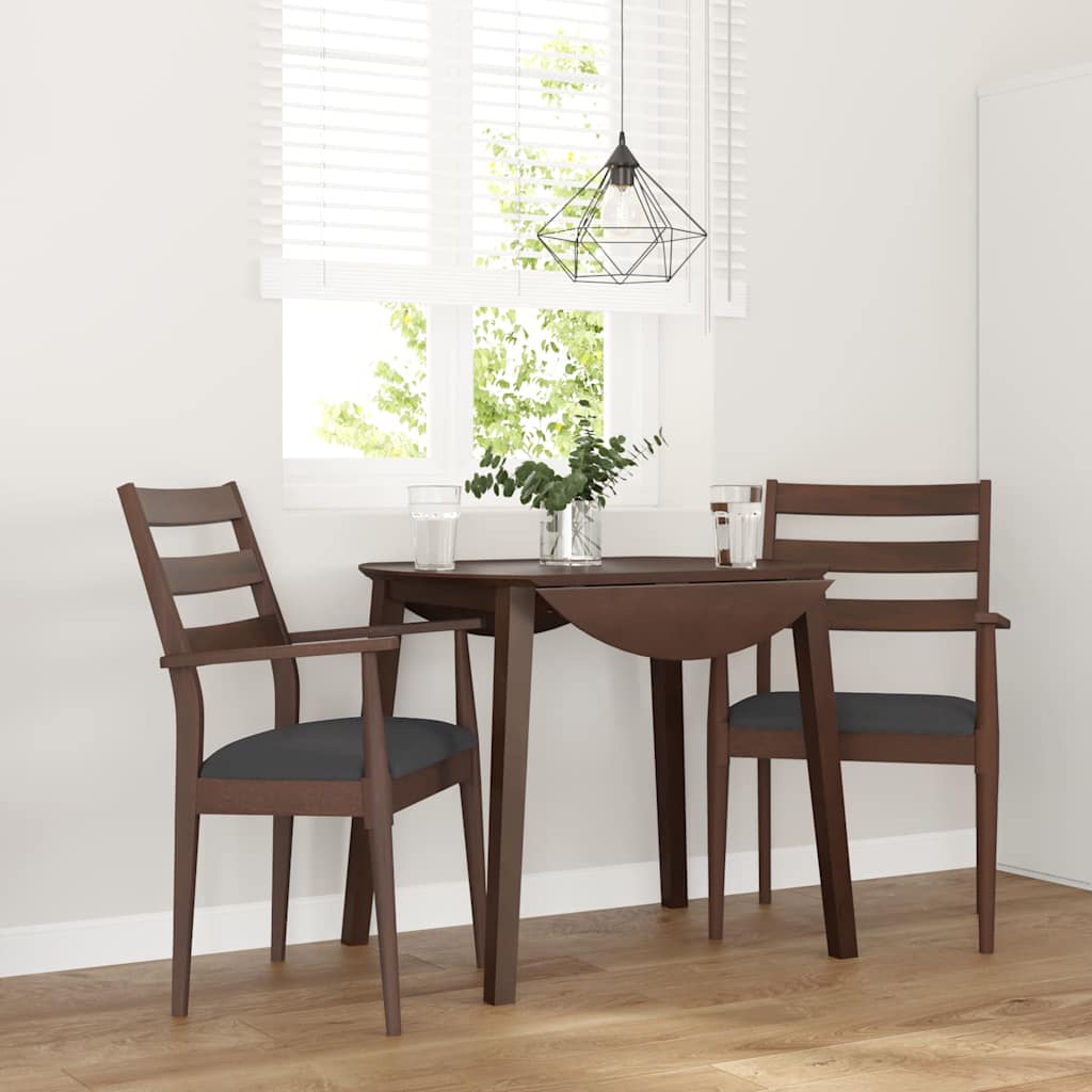 vidaXL Sillas de comedor con cojines, 2 unidades, color marrón, madera maciza, caucho