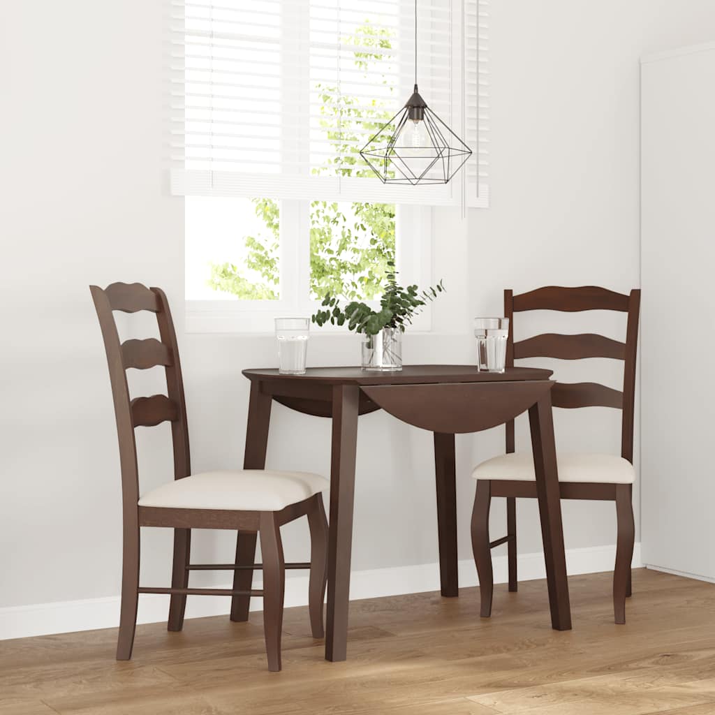vidaXL Sillas de comedor con cojines, 2 unidades, color marrón, madera maciza, caucho