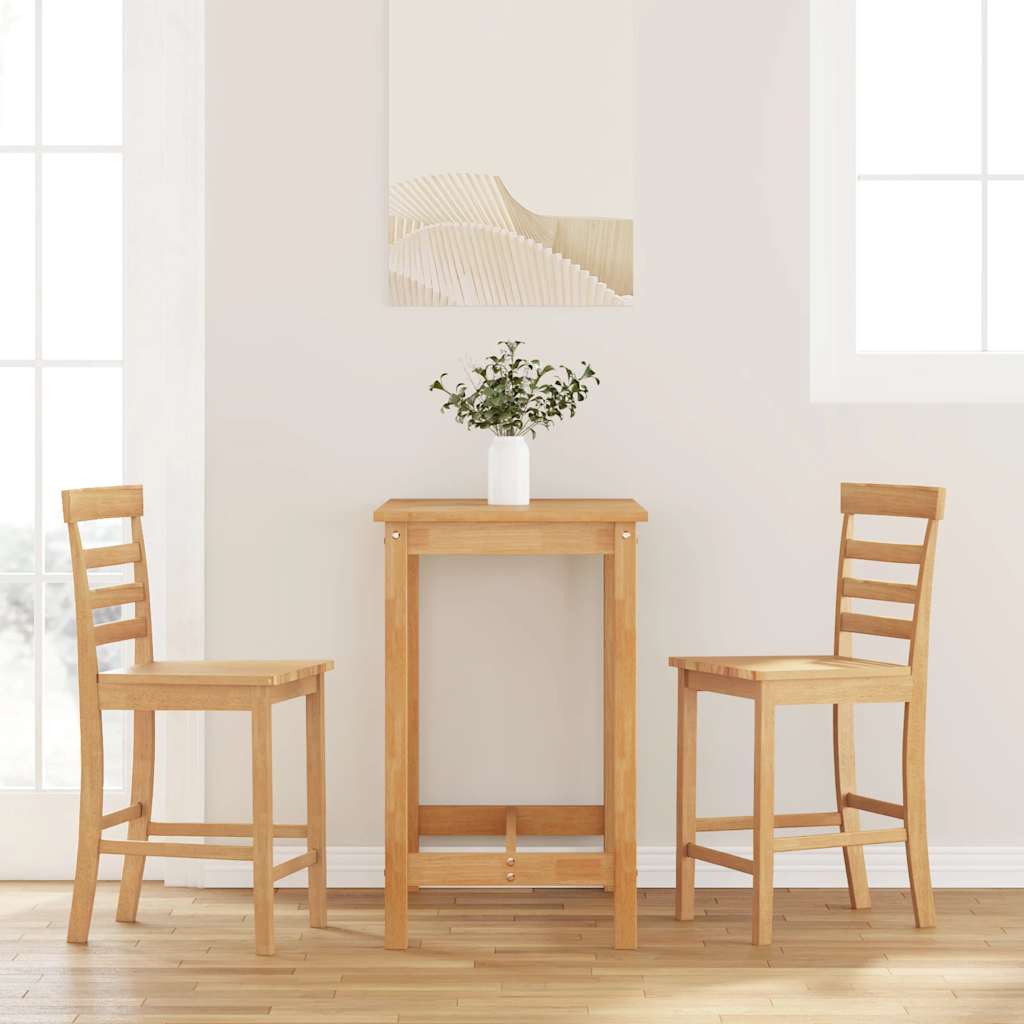 vidaXL Taburetes de bar 2 uds madera maciza natural caucho