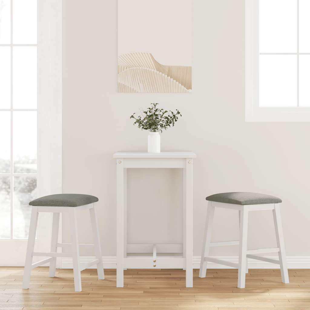 vidaXL Sillas de bar con cojines 2 uds madera maciza blanca caucho