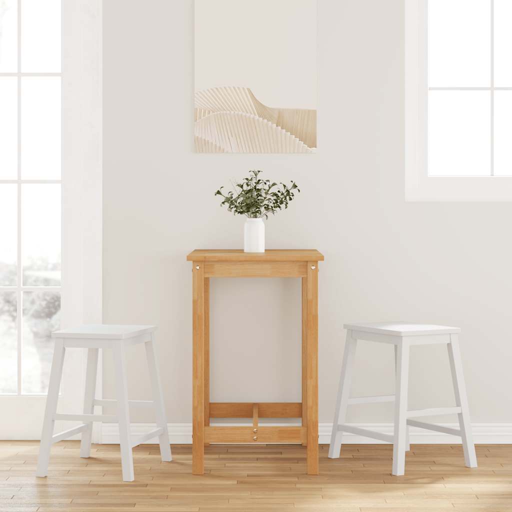 vidaXL Sillas de bar 2 uds madera maciza blanca caucho