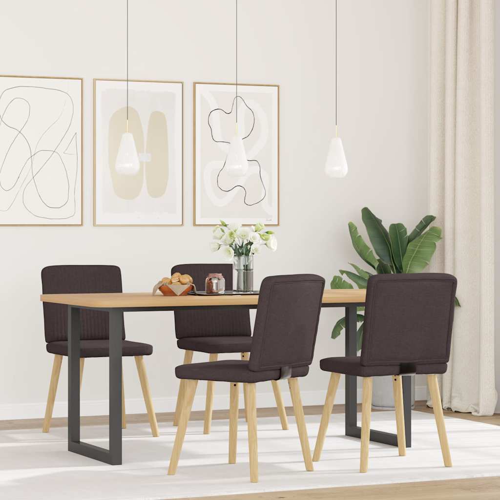 vidaXL Sillas de comedor 4 unidades tela marrón oscuro