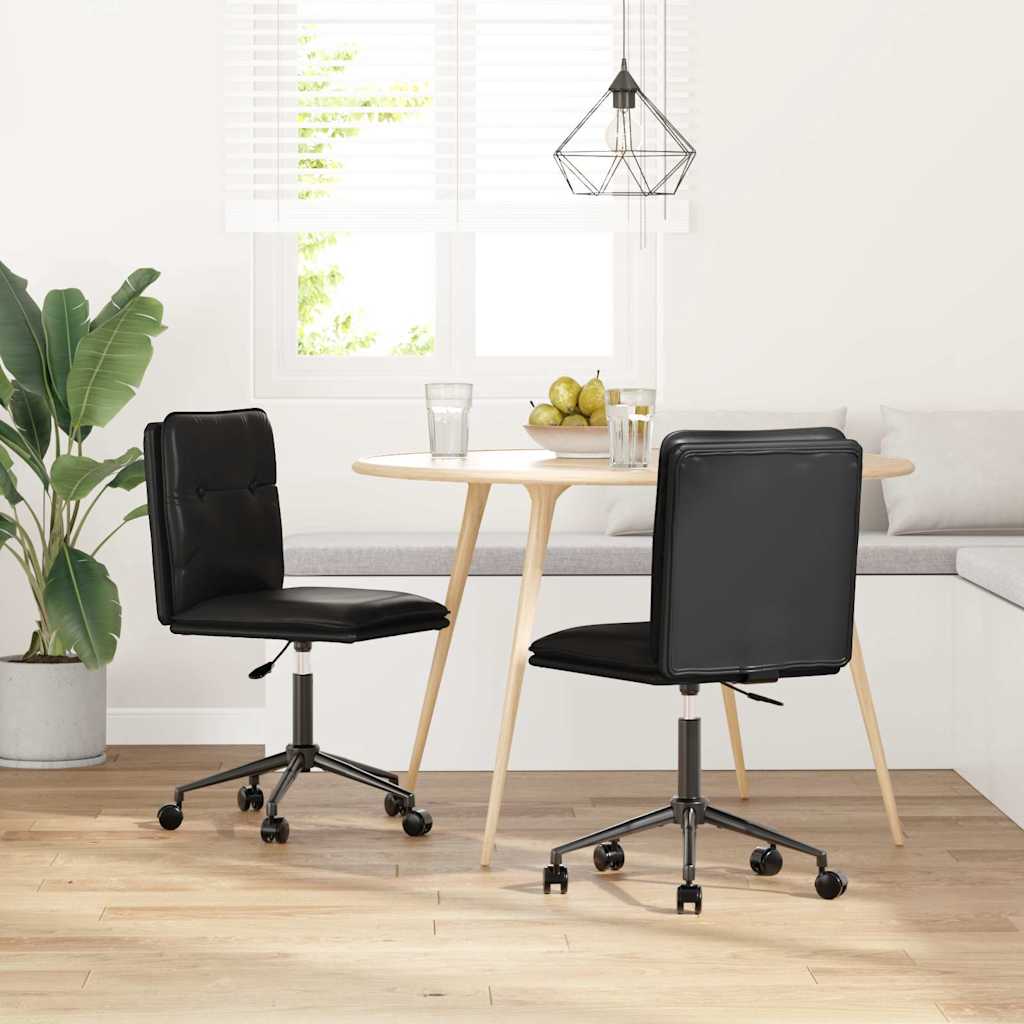 vidaXL Sillas de comedor 2 unidades cuero sintético negro