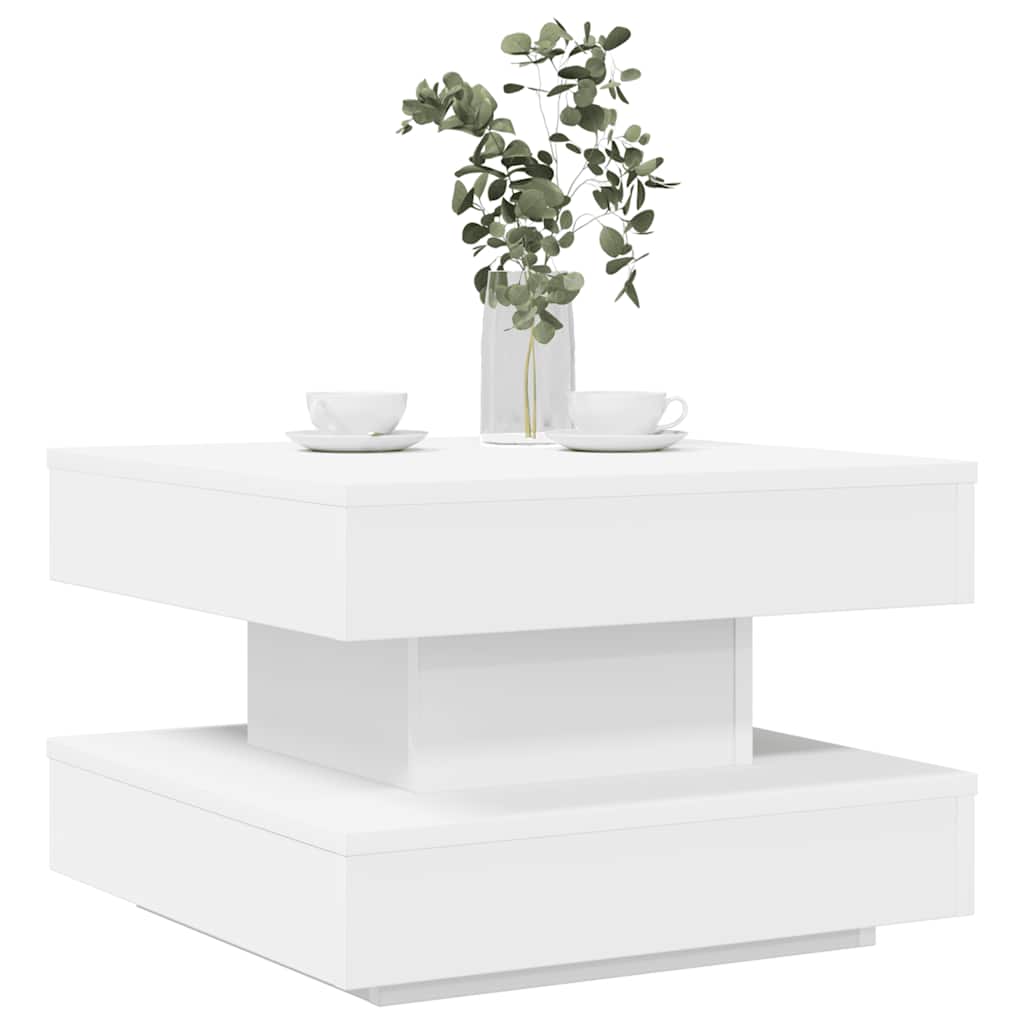 vidaXL Mesa de centro giratoria 360 grados blanco 50x50x34,5 cm