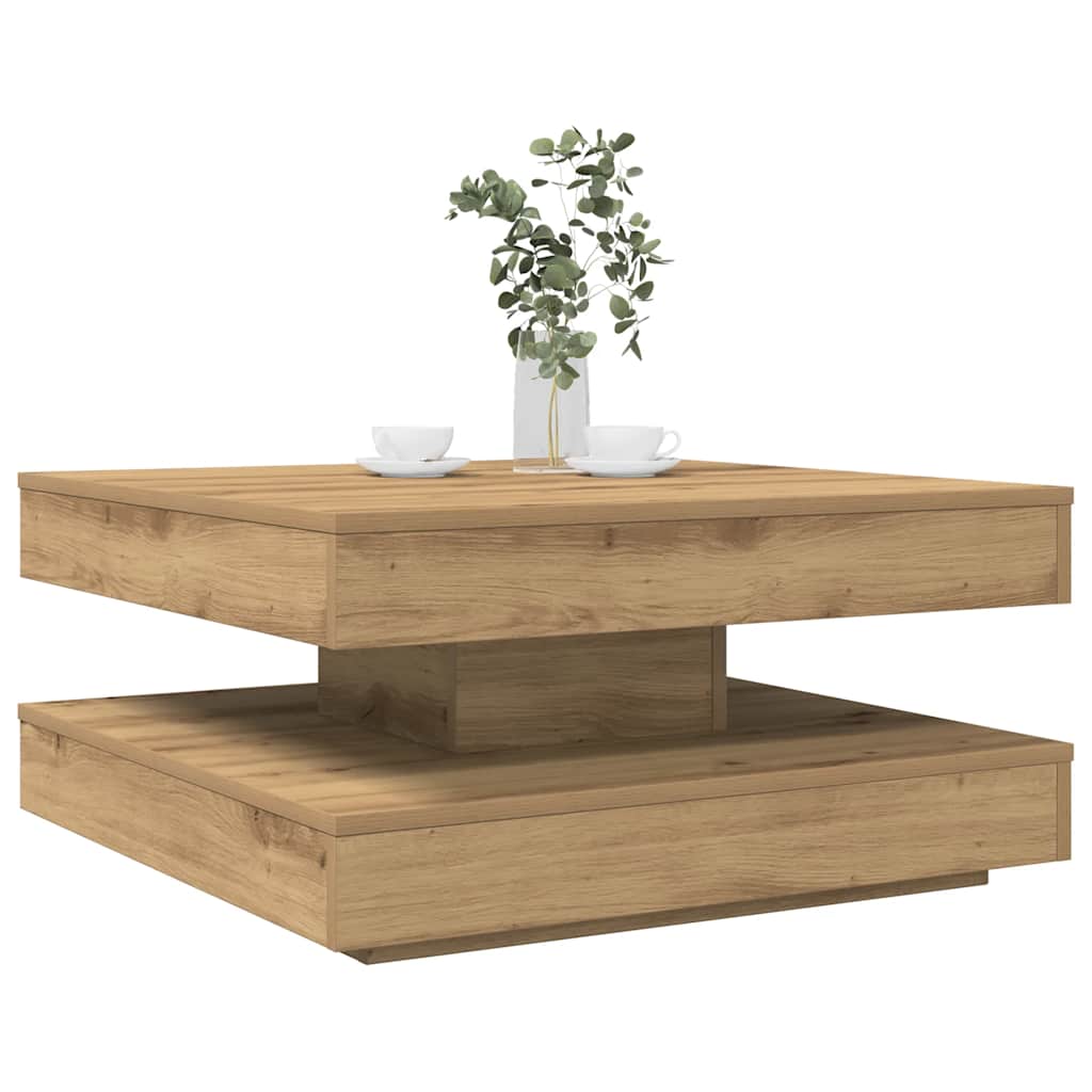 vidaXL Mesa de centro giratoria 360 grados roble artisan 70x70x34,5 cm