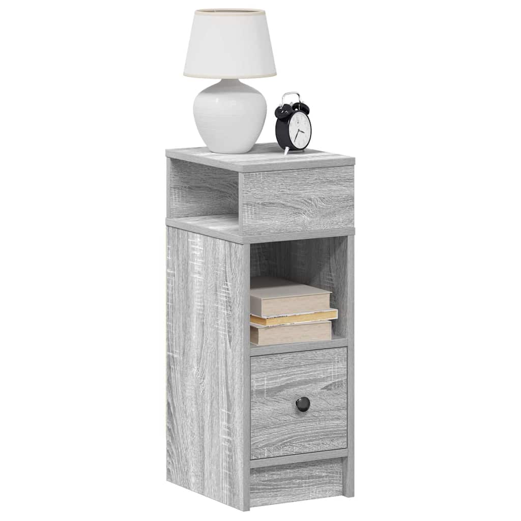 vidaXL Mesitas de noche (2 unidades) con cajón, color gris, modelo Sonoma, 25x31x66 cm