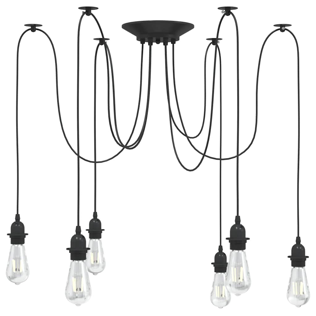 vidaXL Lámpara colgante con 6 portalámparas E27 metal negro