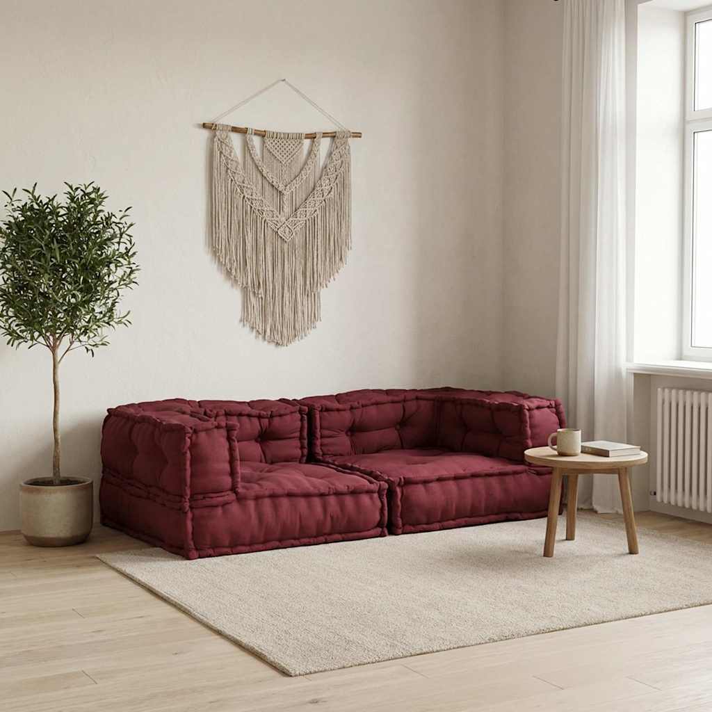 vidaXL Sofá modular de 2 plazas de tela color granate 140x70x36 cm