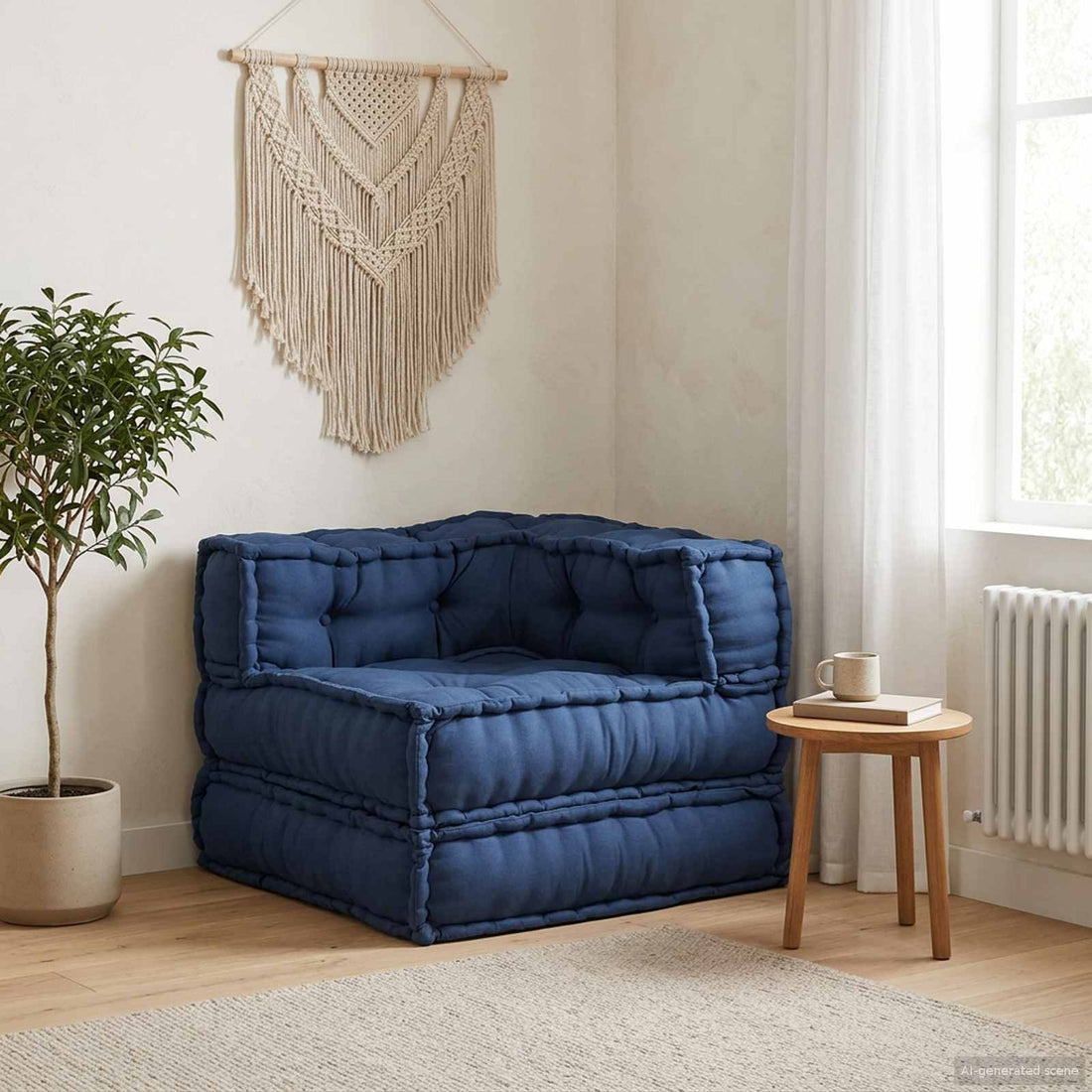 vidaXL Unidad de Sofá Modular Tela Añil 70 x 70 x 56 cm
