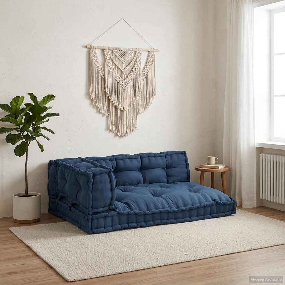 vidaXL Cojín para Sofá Pallet 3 uds. Tela Añil 120 x 80 x 38 cm