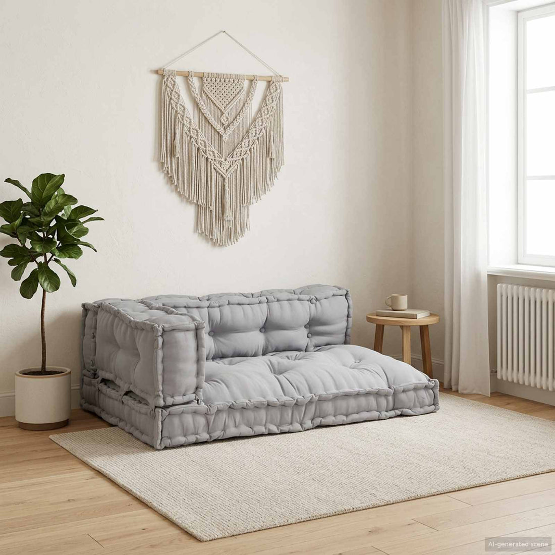 vidaXL Cojín para Sofá Pallet 3 uds. Tela Gris 120 x 80 x 38 cm