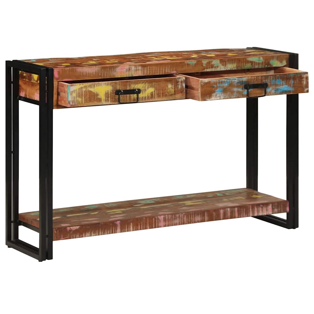 vidaXL Mesa Consola con cajón Multicolor Madera sólida recuperada