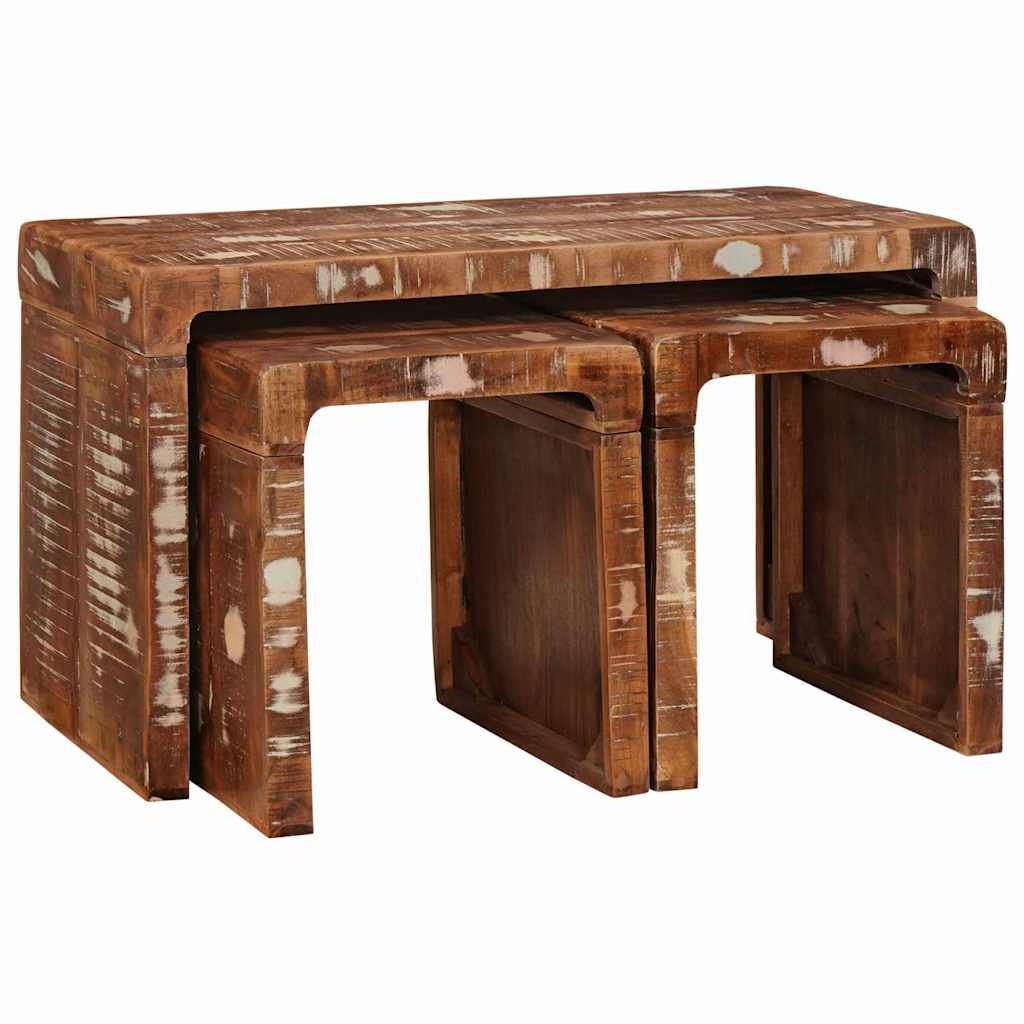 vidaXL Mesa Nido 3 uds. Marrón 82 x 40 x 46 cm