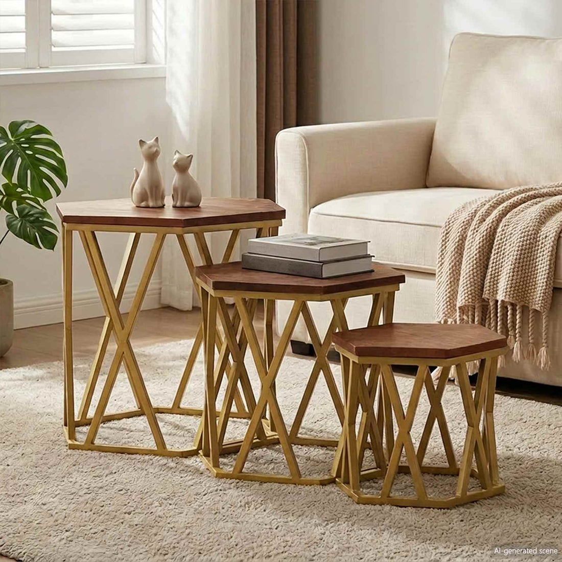 vidaXL Mesas de centro Marrón 55 x 55 x 50 cm Madera de mango maciza