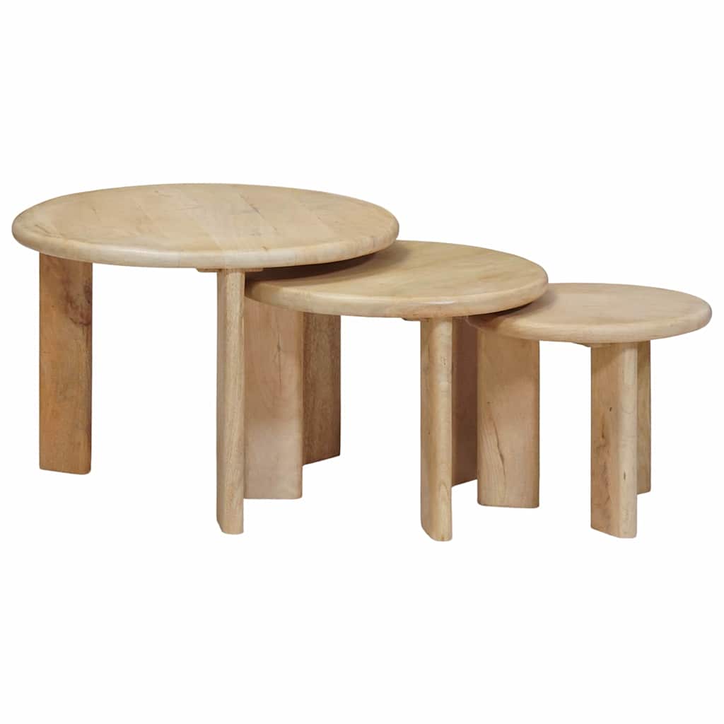 vidaXL Mesas de Café Nido 3 uds. Negro Ø 54 x 40 cm