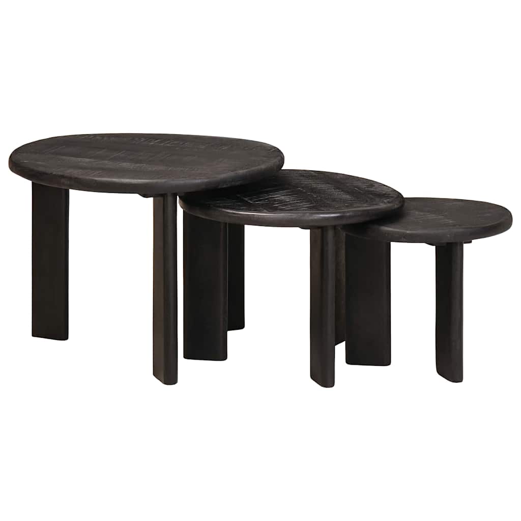vidaXL Mesas de Café Nido 3 uds. Ø 54 x 40 cm Madera de mango maciza