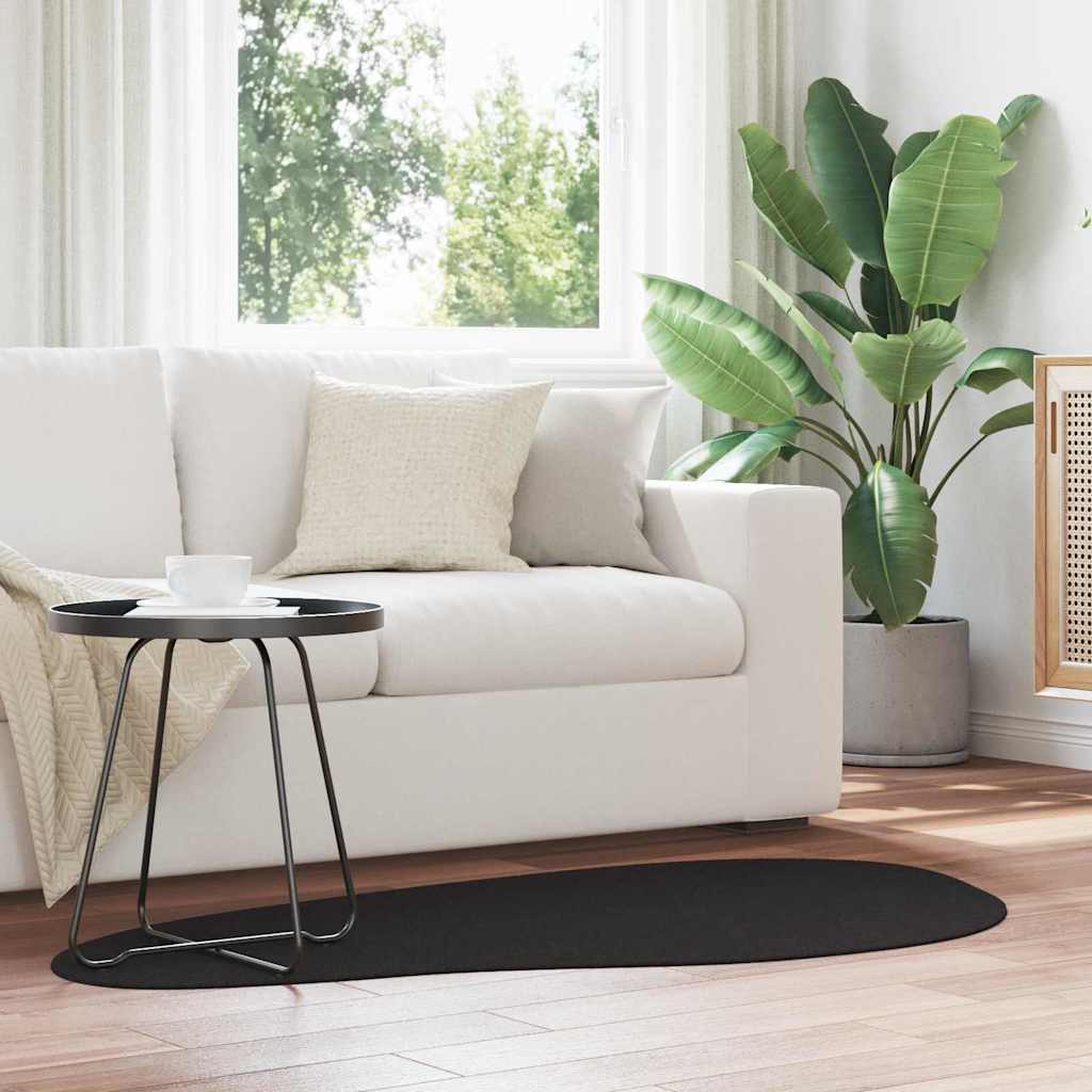 vidaXL Alfombra HUARTE Negro 80 x 150 cm Poliéster