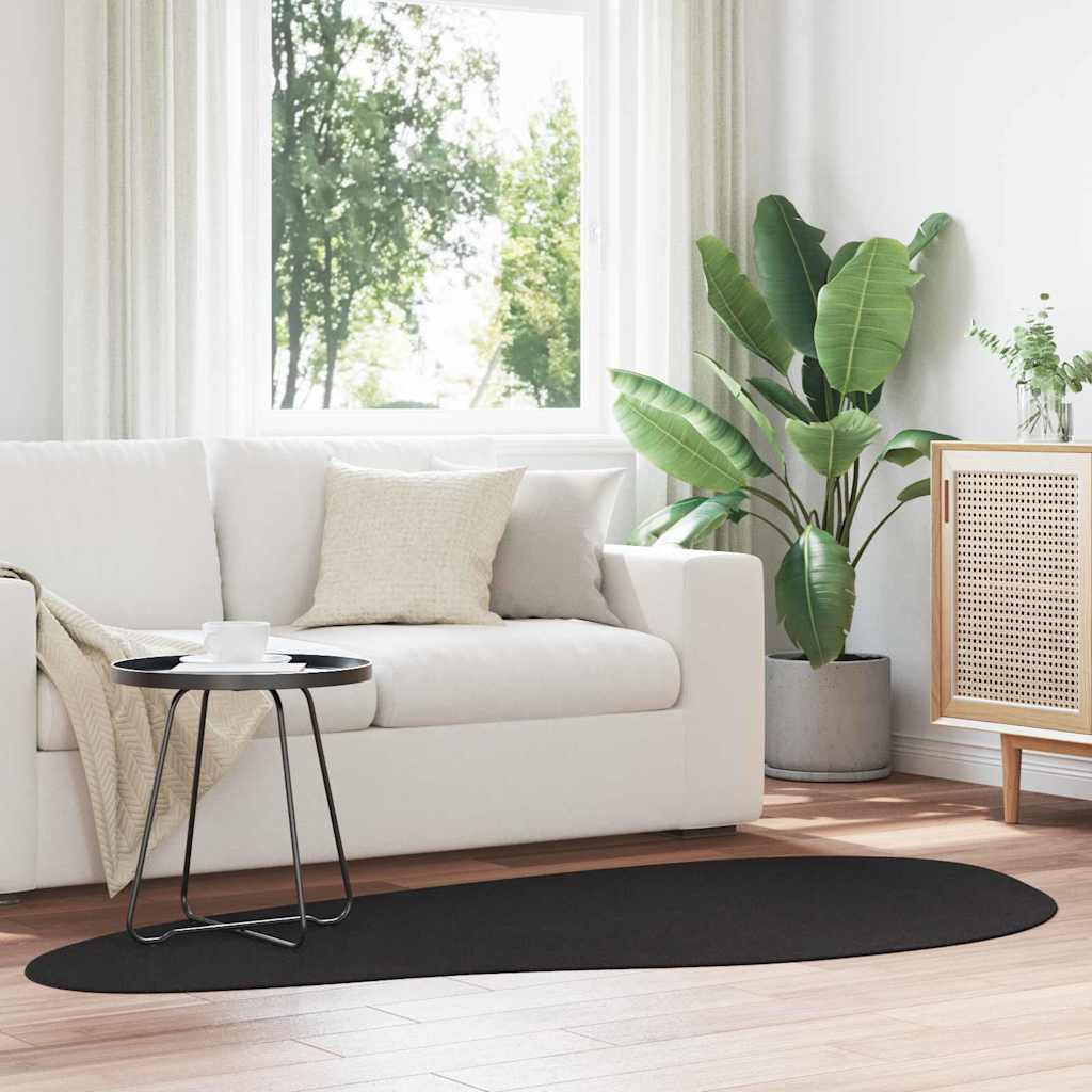 vidaXL Alfombra HUARTE Negro 100 x 200 cm Poliéster