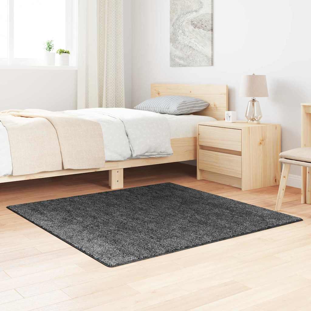 vidaXL Alfombra Shaggy Antideslizante Gris oscuro 120 x 120 cm PP
