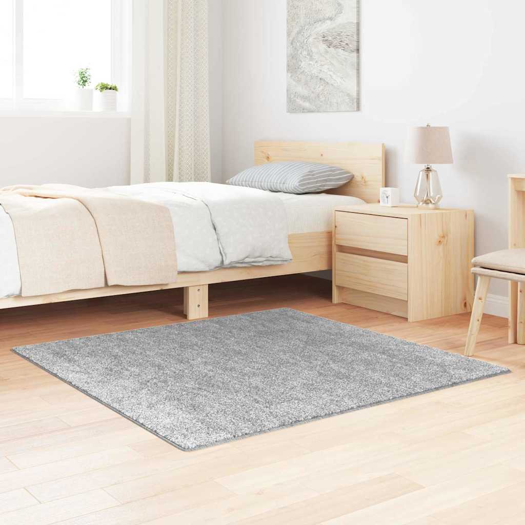 vidaXL Alfombra Shaggy Antideslizante Gris 120 x 120 cm PP
