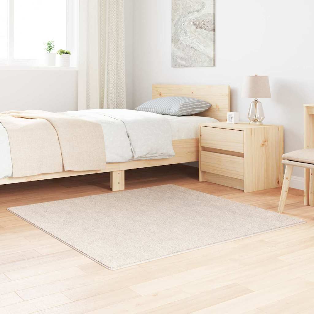vidaXL Alfombra Shaggy Antideslizante Crema 120 x 120 cm PP