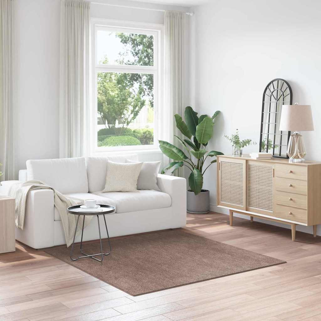 vidaXL Alfombra Shaggy Antideslizante Marrón 160 x 160 cm PP