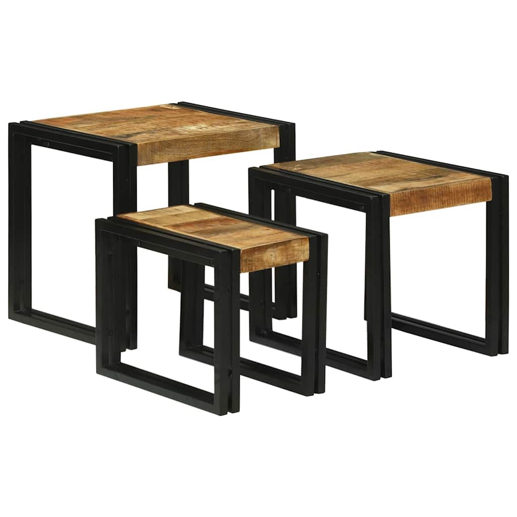 vidaXL Mesa Nido 3 uds. Marrón y Negro 50 x 40 x 45 cm