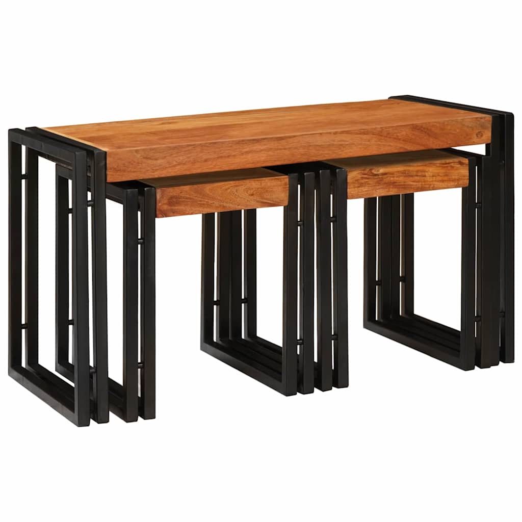 vidaXL Mesa Nido 3 uds. Marrón y Negro 82 x 40 x 45 cm