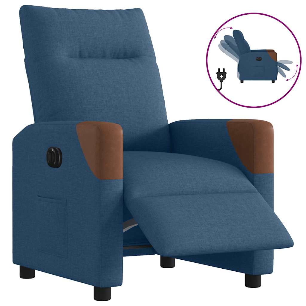 vidaXL Sillón reclinable eléctrico tela azul