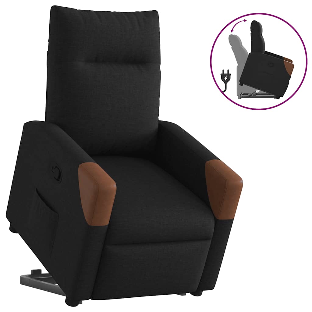 vidaXL Sillón reclinable elevable tela negro