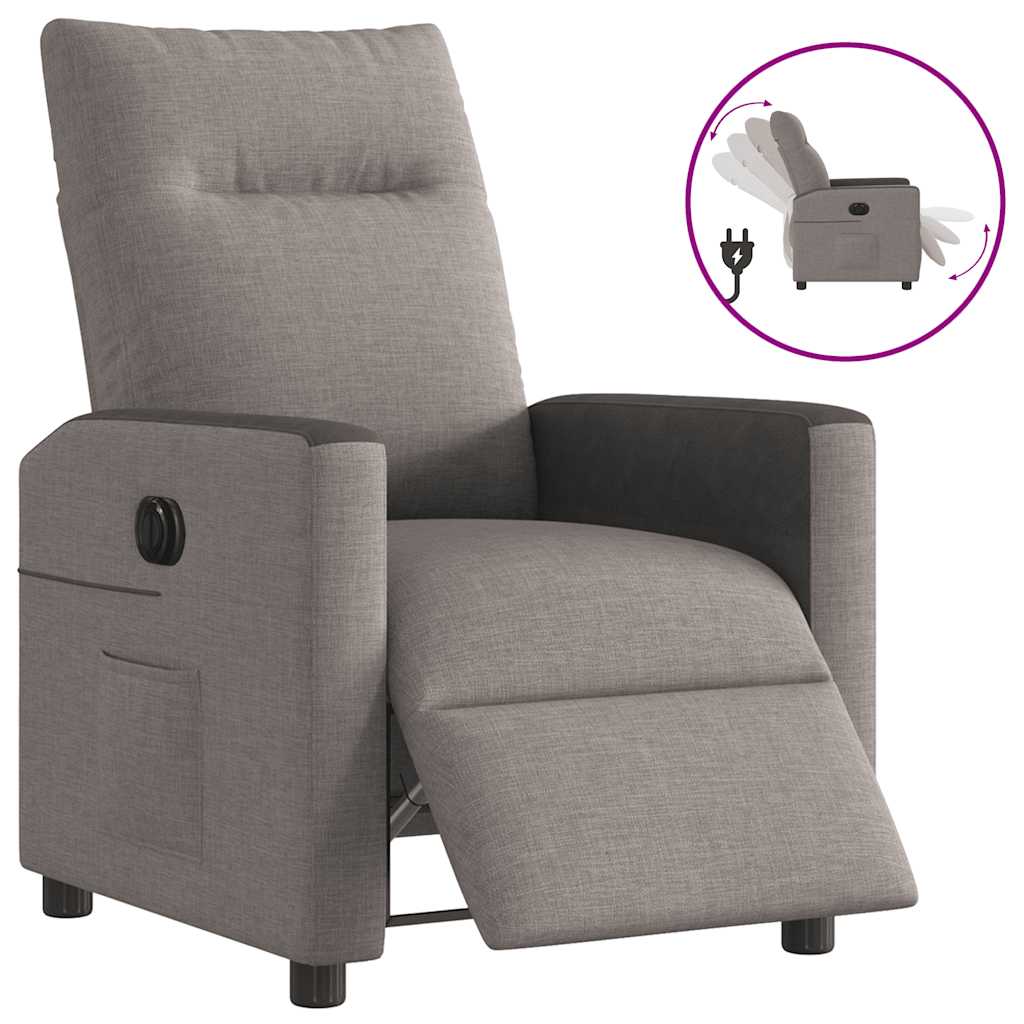 vidaXL Sillón reclinable eléctrico tela gris taupé