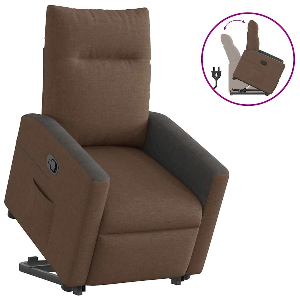 vidaXL Sillón reclinable elevable de tela marrón