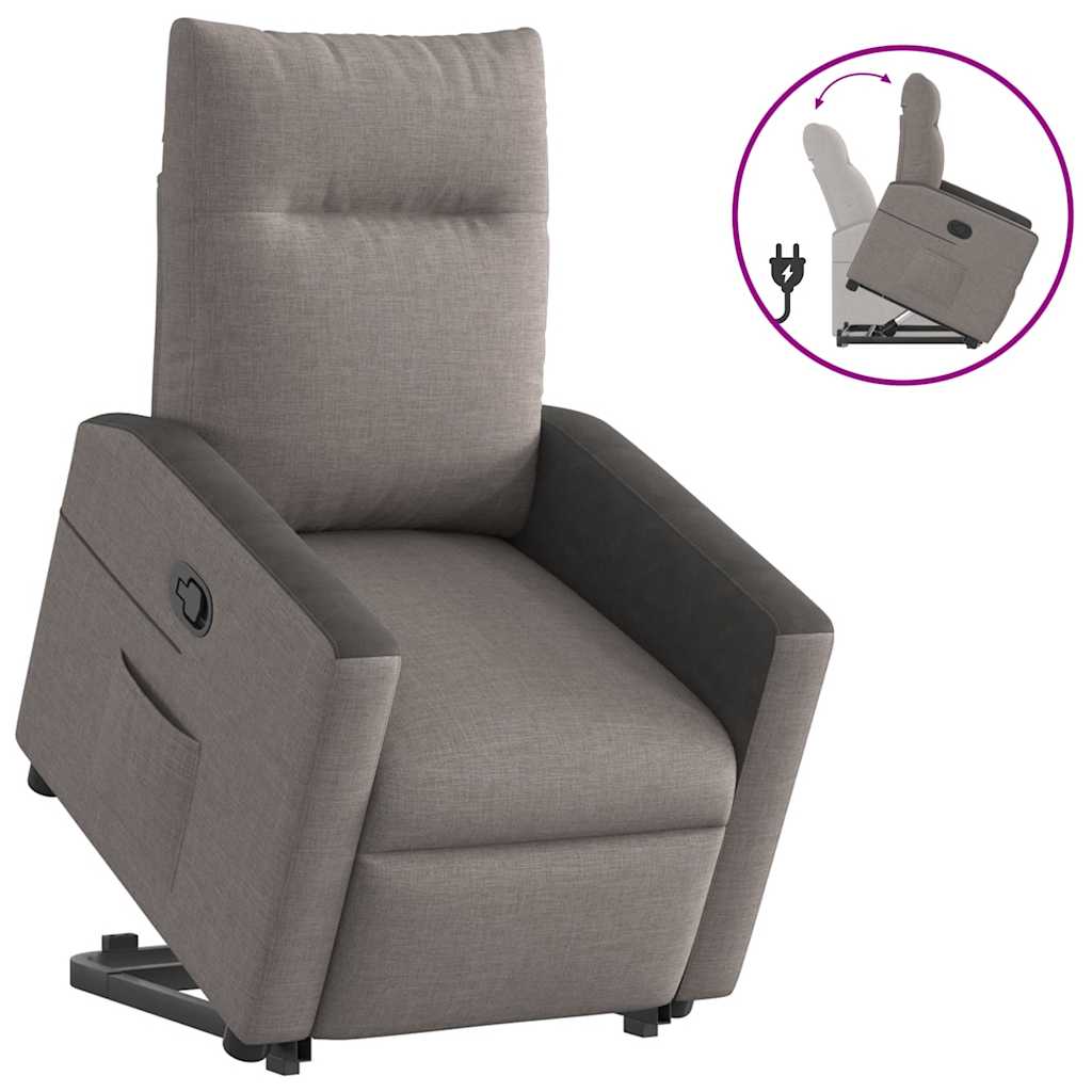 vidaXL Sillón reclinable elevable tela gris taupe