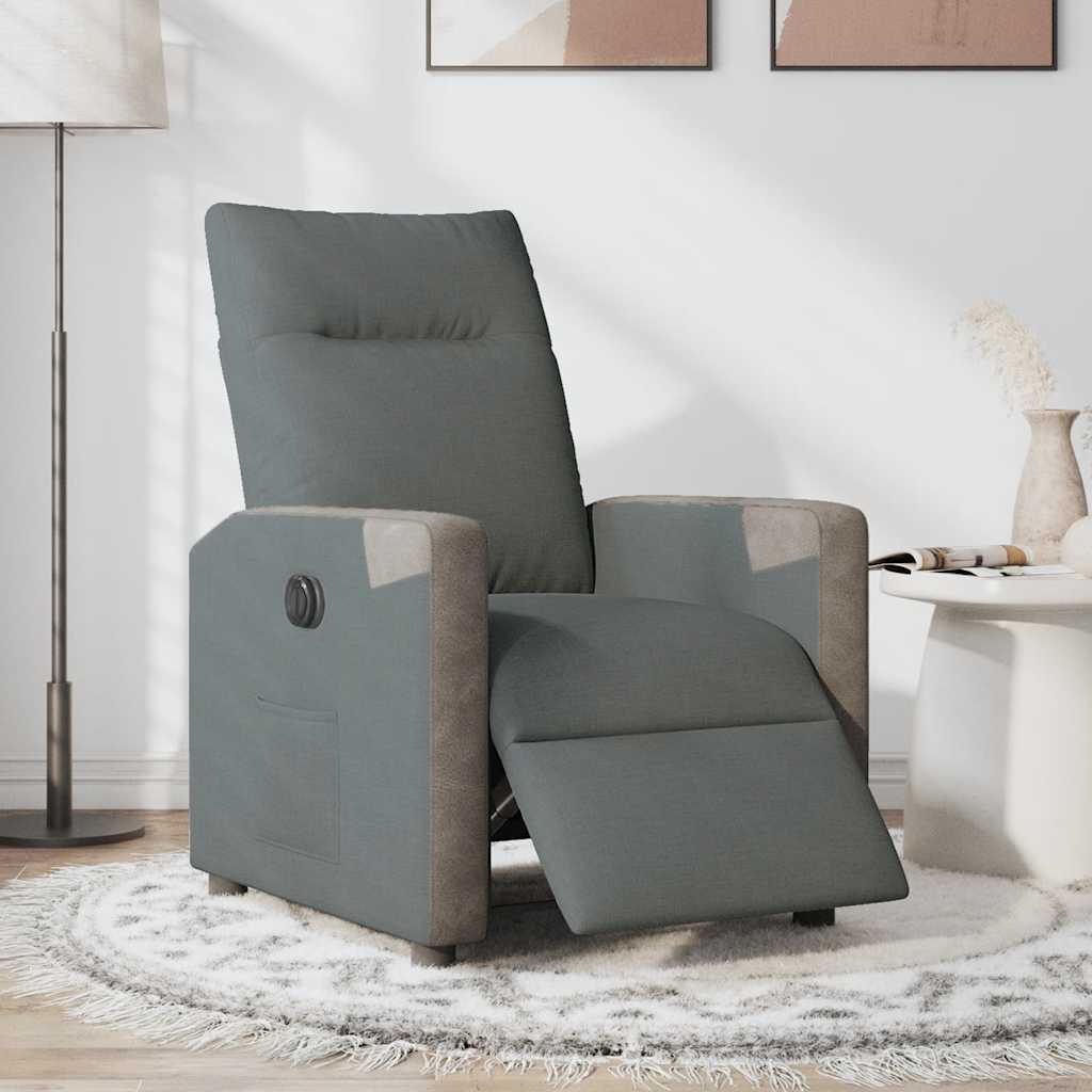 vidaXL Sillón reclinable eléctrico de tela gris oscuro
