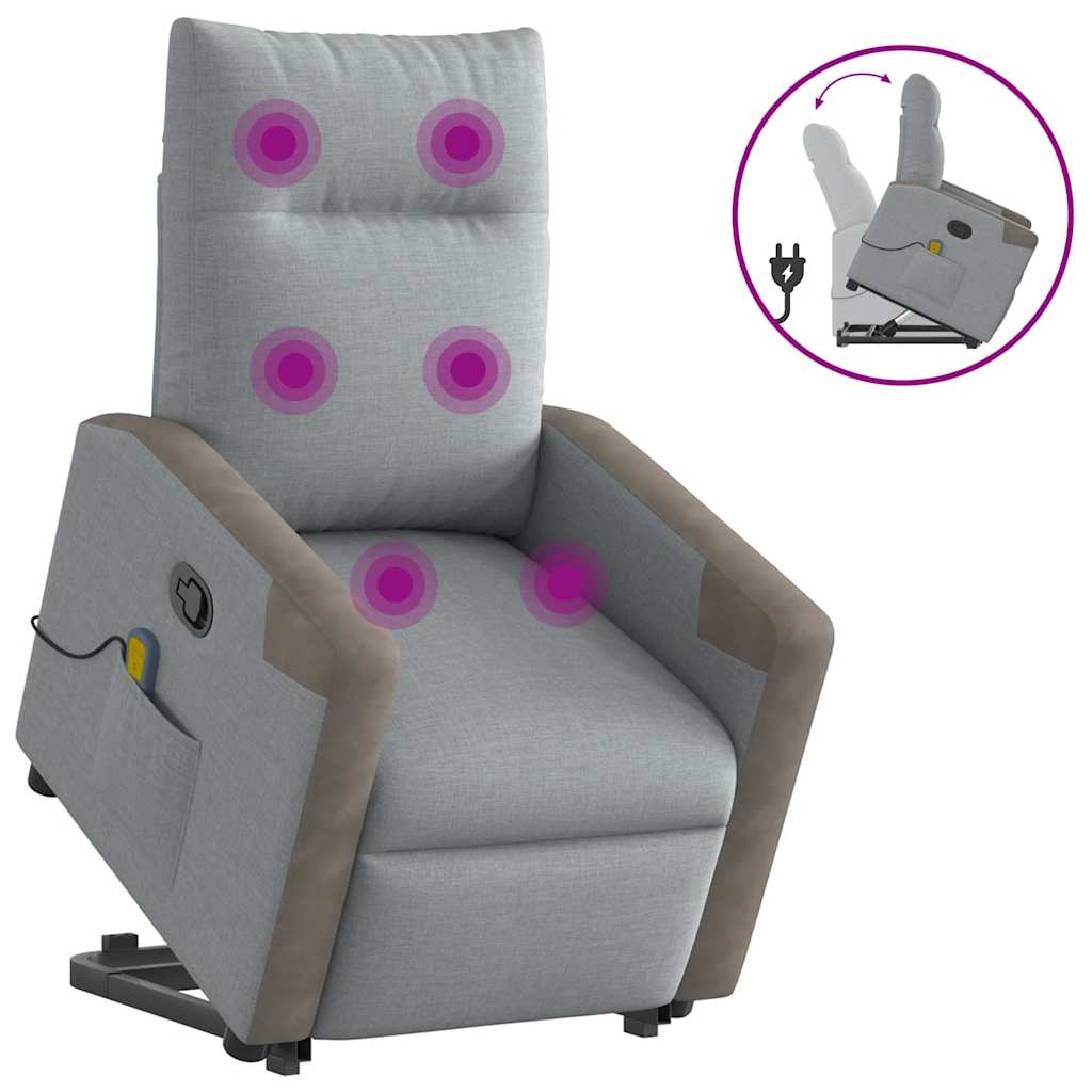 vidaXL Sillón de masaje reclinable de pie de tela gris claro